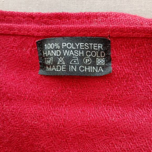 Red Floral Jacquard Fringe Scarf woven 66"L +3" fringe 27"W - Picture 5 of 8